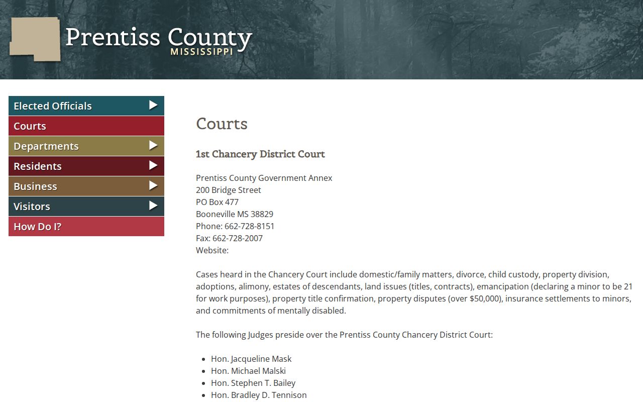 Prentiss County warrant lookup court directory
