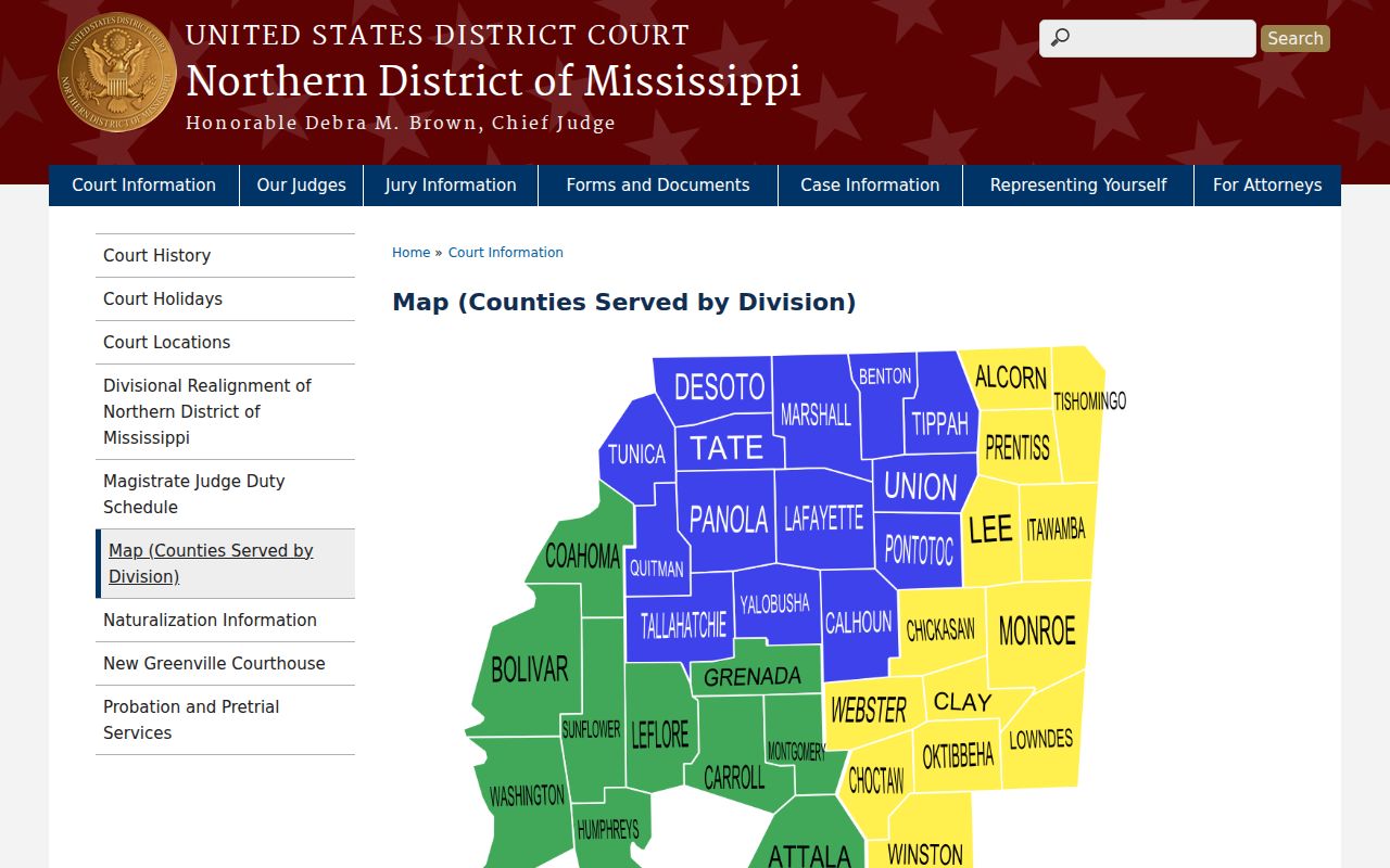 Prentiss County most wanted federal court map